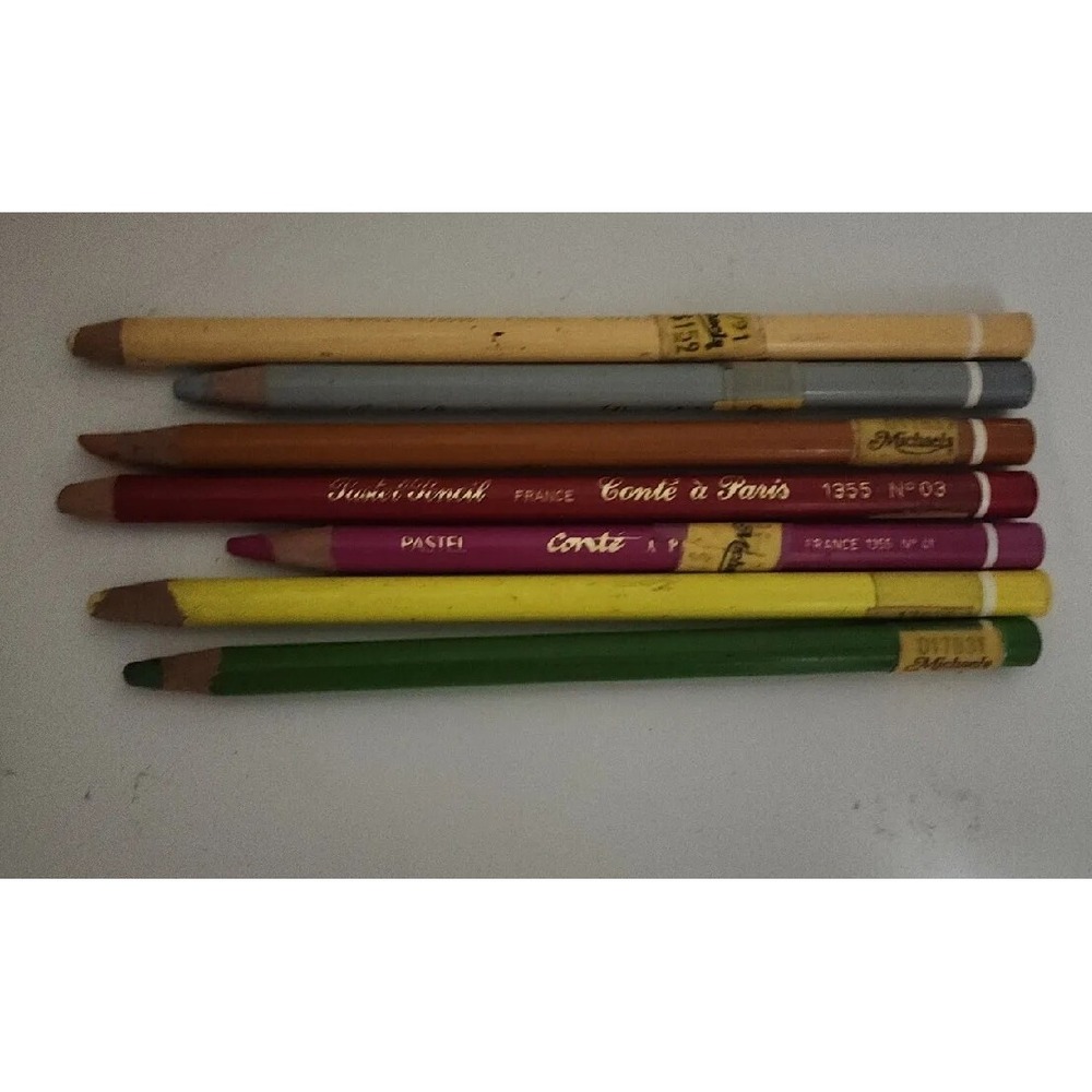 Vintage Conte a Paris Pastel Pencils France lot‎ of 7 Model 1355 Various Colors